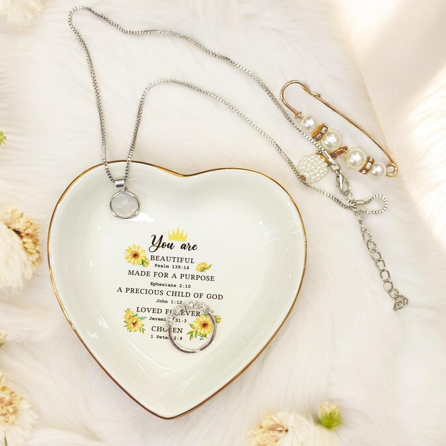 God Says You Are Jewelry Dish, Christian Bible Verse Ring Dish, Inspirational Scripture Tray, Religious Faith Gift, Baptism Confirmation Gift JDLAF11